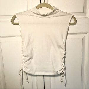 White Zara Size Tie High Neck Tank Size L